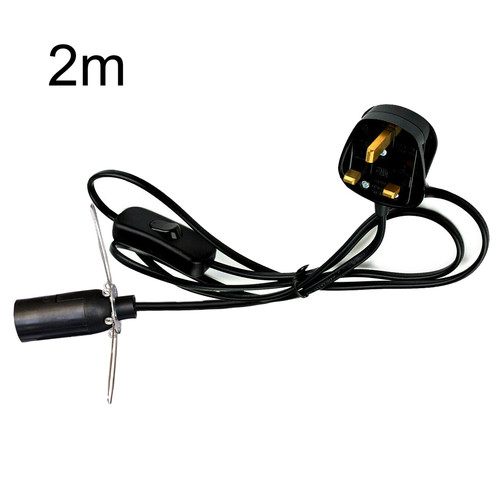 E14 black uk plug light - -, 2m